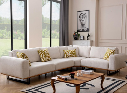 Luxury corner sofa L-shaped fabric sofa couch sofa white upholstered sofa seating corner set